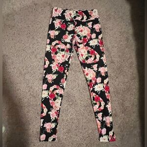 LulaRoe flower skull leggings